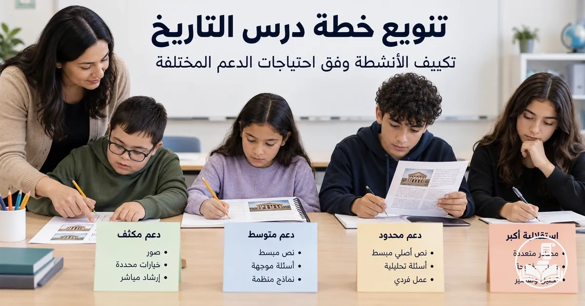 أنشطة متنوعة في درس التاريخ مكيّفة للمتعلمين ذوي احتياجات الدعم المختلفة