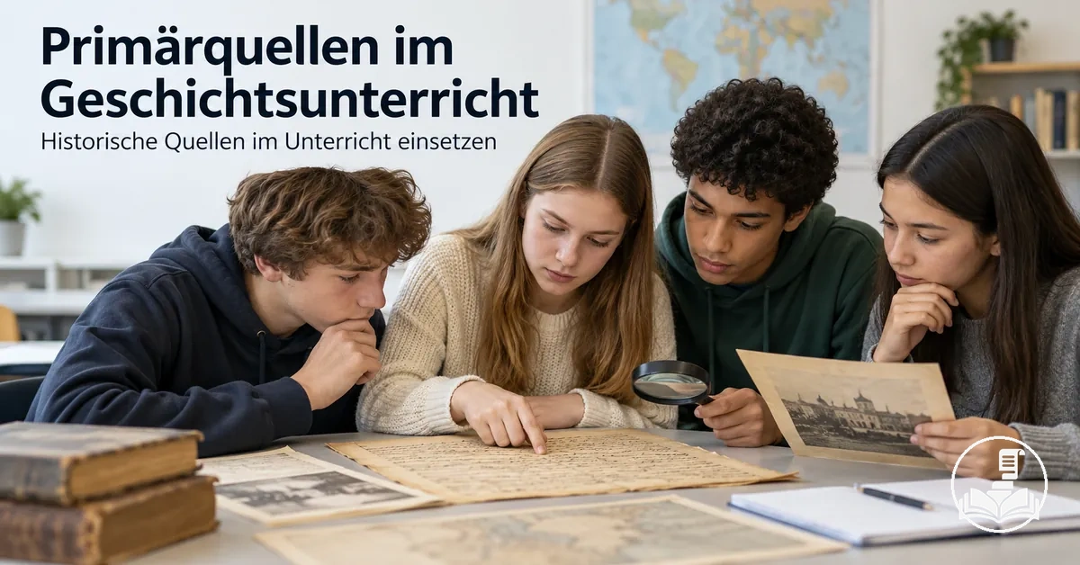 Schüler analysieren historische Primärquellen während einer Geschichtsstunde