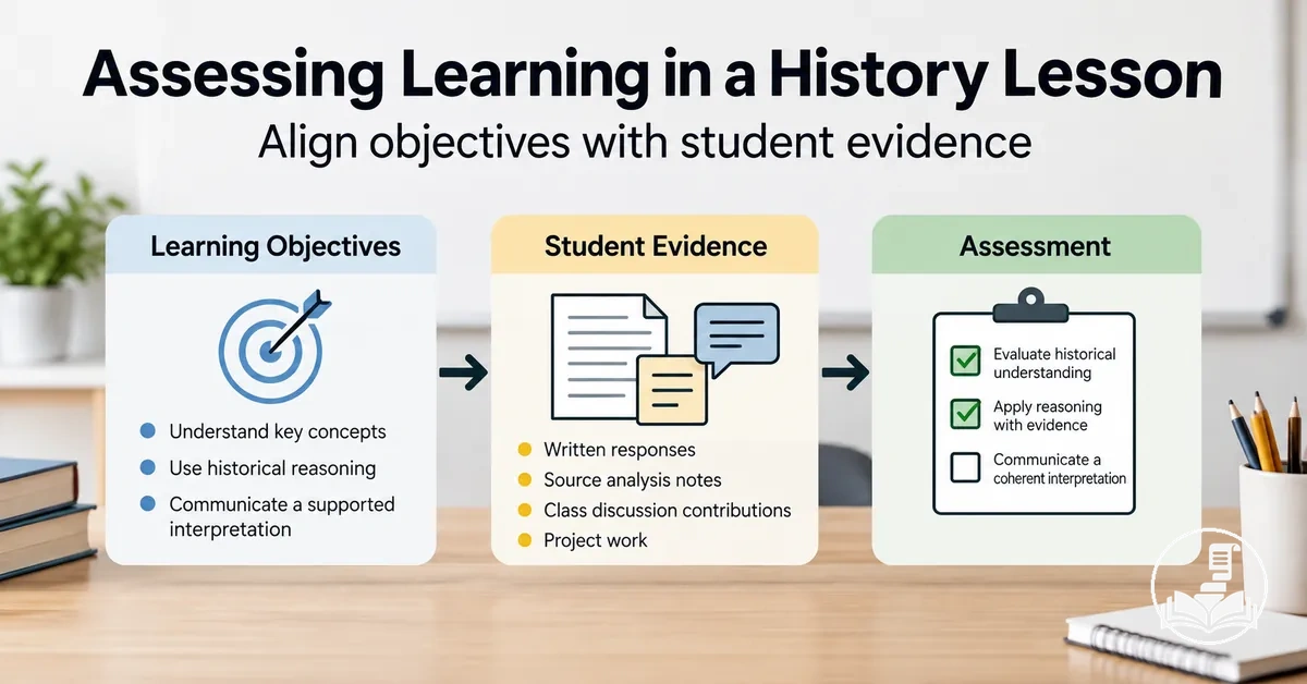 History lesson assessment aligned with learning objectives and student evidence