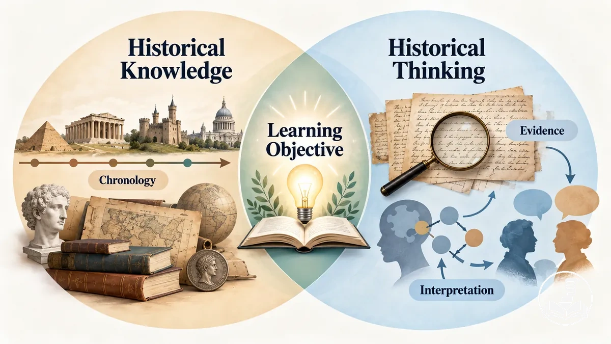 Comparison of historical knowledge and historical thinking skills as lesson learning outcomes.