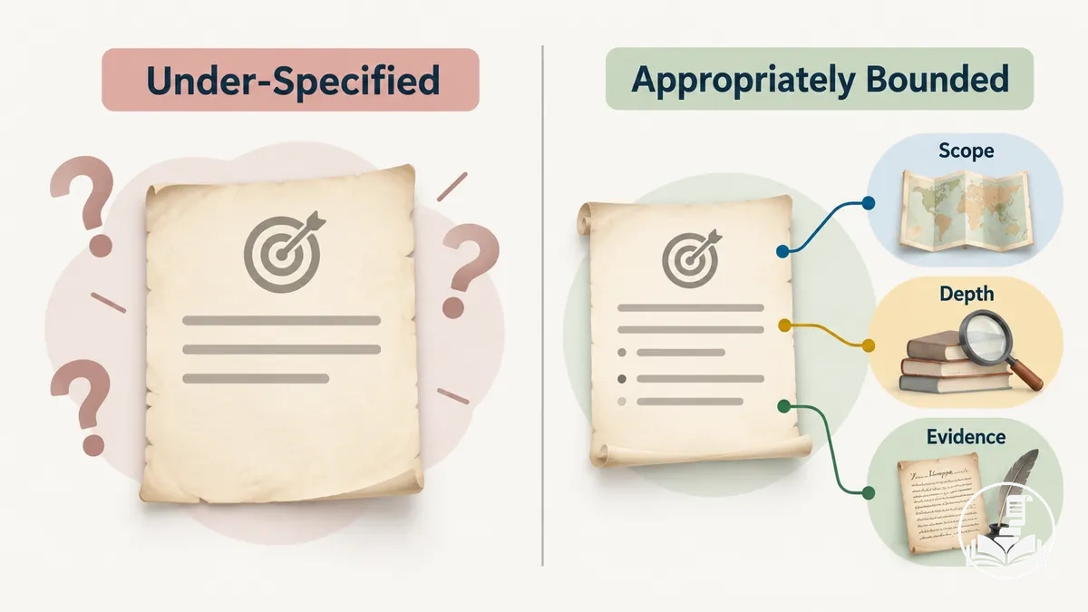 Annotated comparison of vague and appropriately scoped history lesson objectives.