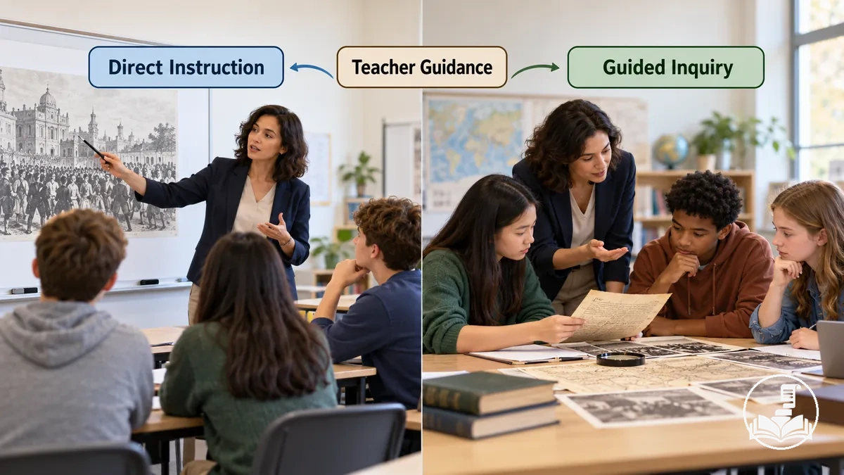 Direct instruction and guided inquiry compared in a history lesson.