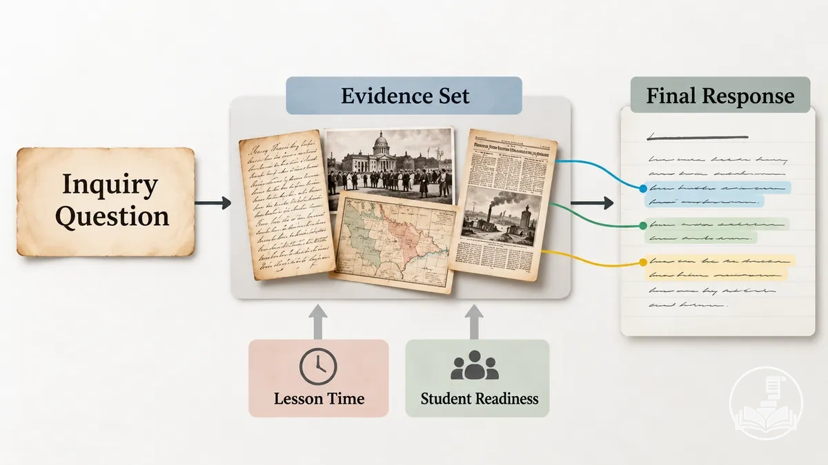 History inquiry plan pairing evidence scope with the expected evidence-based student response