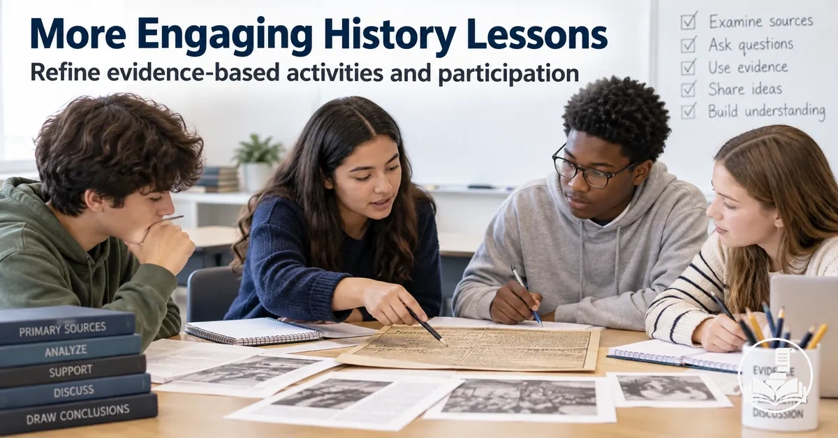 Students actively participating in an engaging history lesson with evidence-based activities