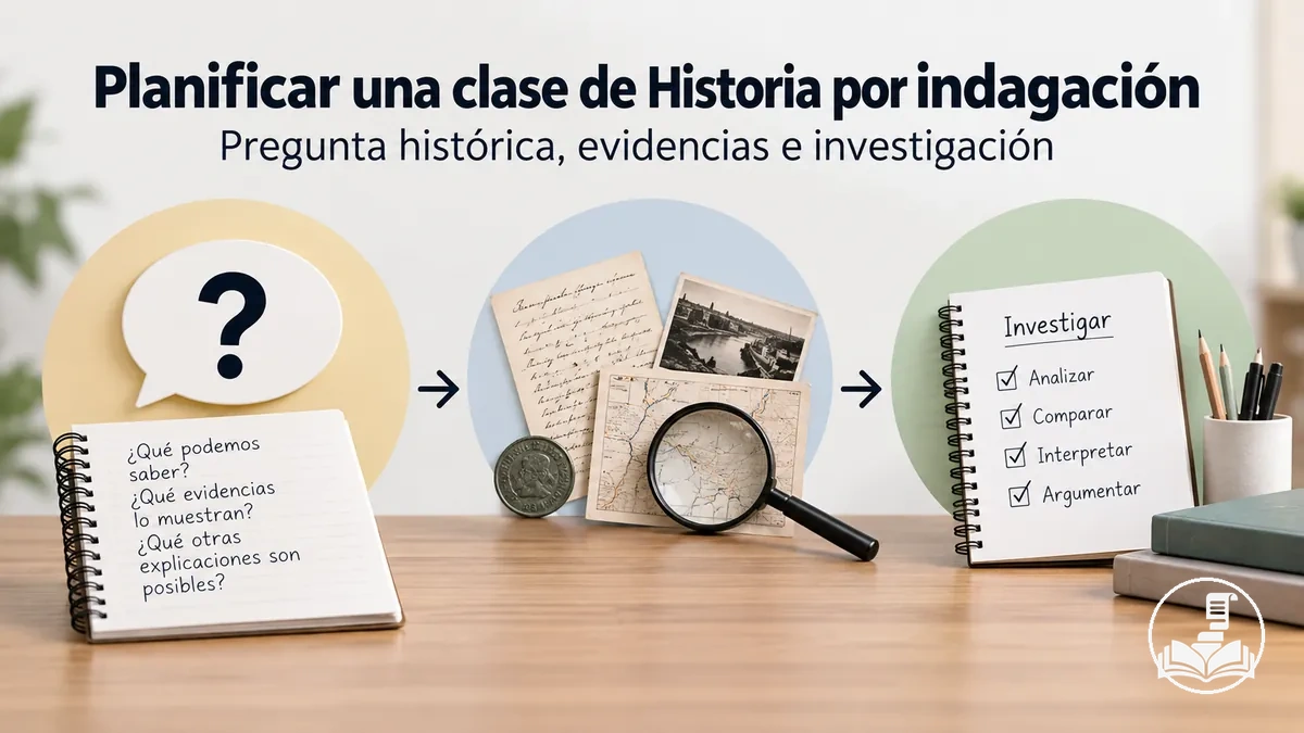 Clase de Historia basada en la indagación a partir de una pregunta histórica, evidencias e investigación del alumnado