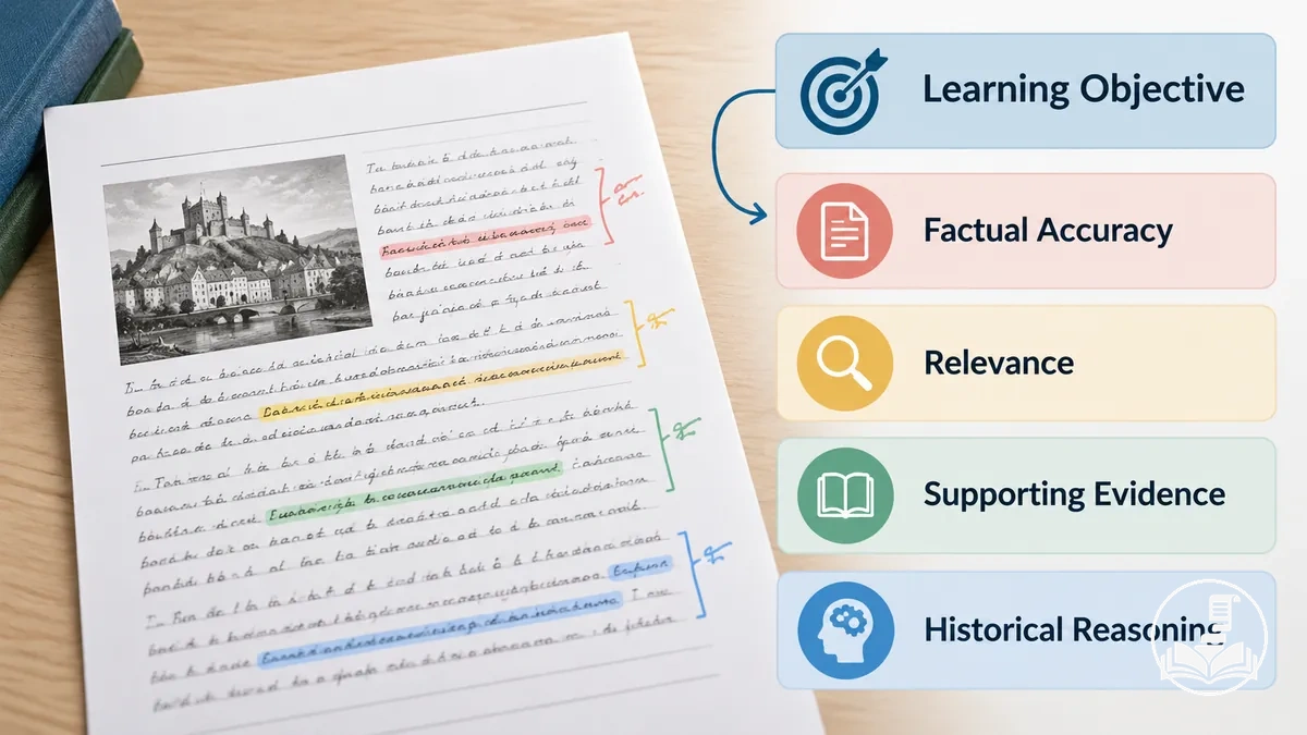 Tarea de evaluación de Historia con criterios de éxito observables vinculados al objetivo de aprendizaje