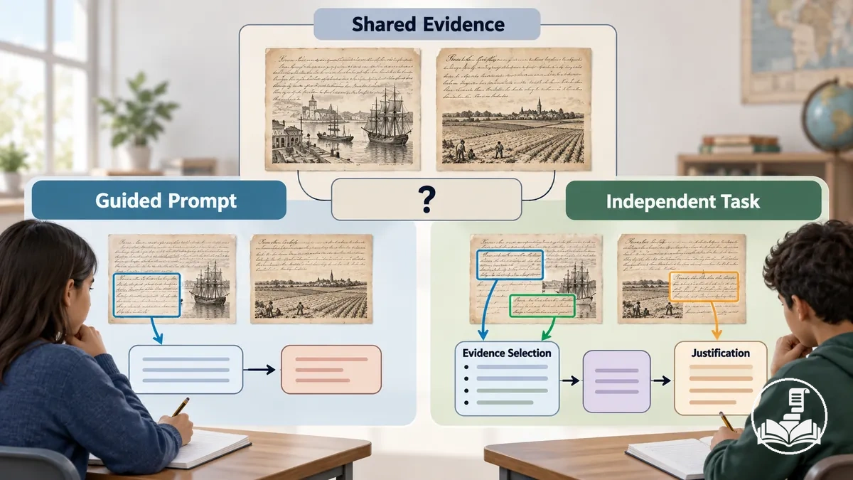 Comparación de un razonamiento guiado y otro más autónomo con evidencia histórica usando la misma tarea histórica