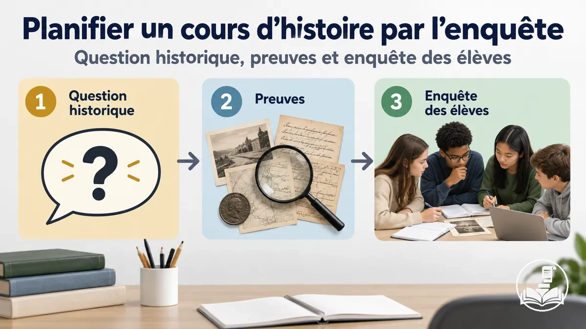 Cours d’histoire fondé sur une démarche d’enquête autour d’une question historique, d’éléments de preuve et d’une enquête menée par les élèves