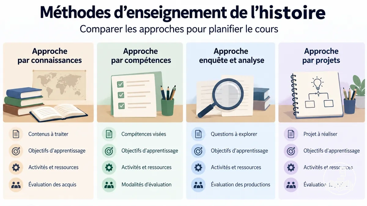 Comparaison de différentes approches d’enseignement de l’histoire pour la planification d’un cours