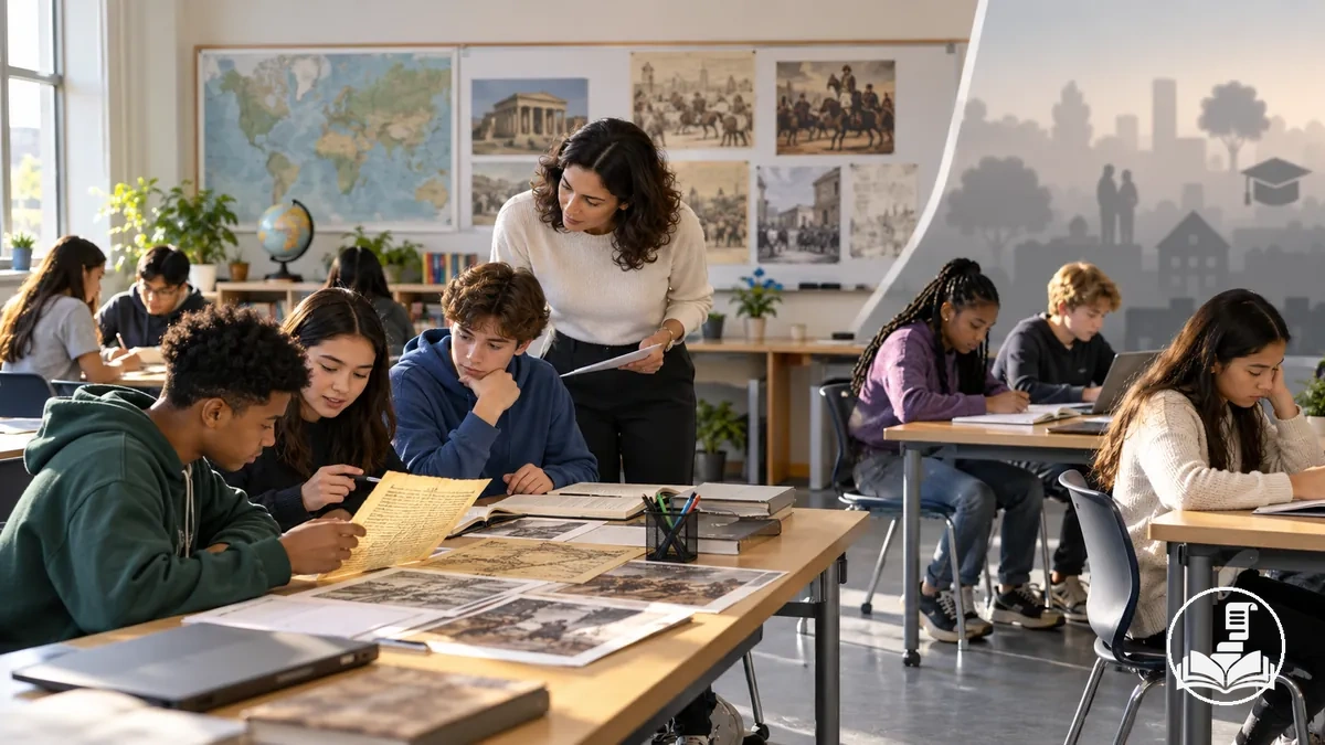 Salle de classe d'histoire montrant les conditions de conception du cours et la frontière entre les ajustements pédagogiques et les influences plus larges