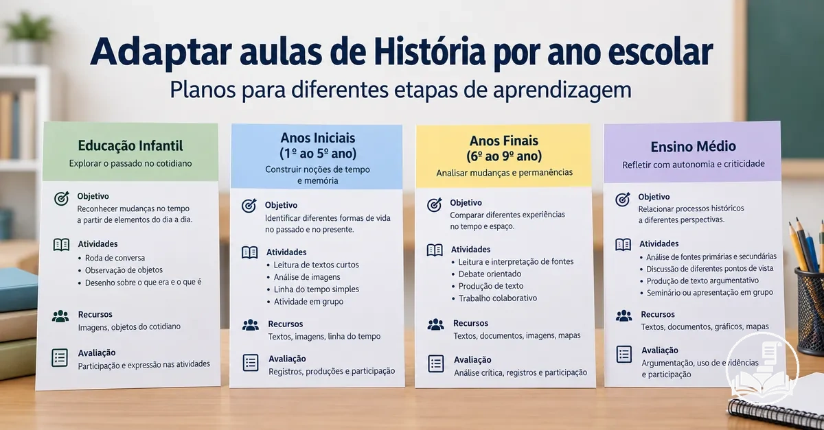 Planos de aula de História adaptados a diferentes anos escolares e etapas de aprendizagem