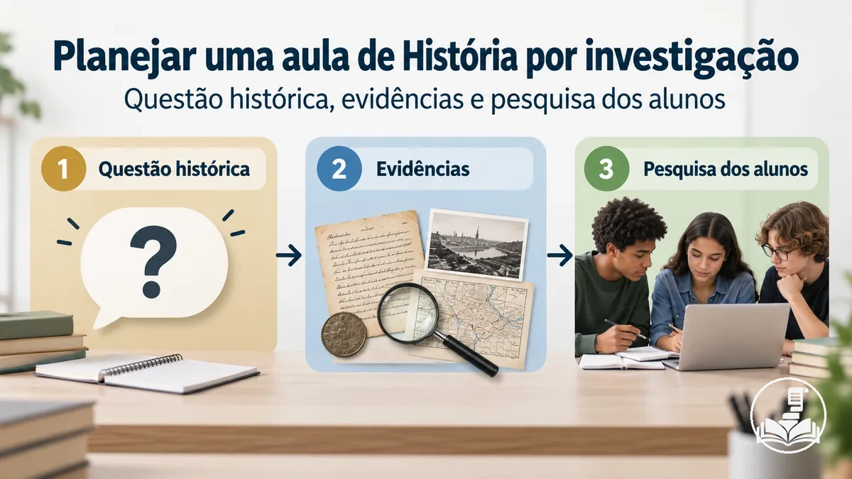 Aula de História baseada em investigação organizada em torno de uma questão histórica, evidências e pesquisa dos alunos