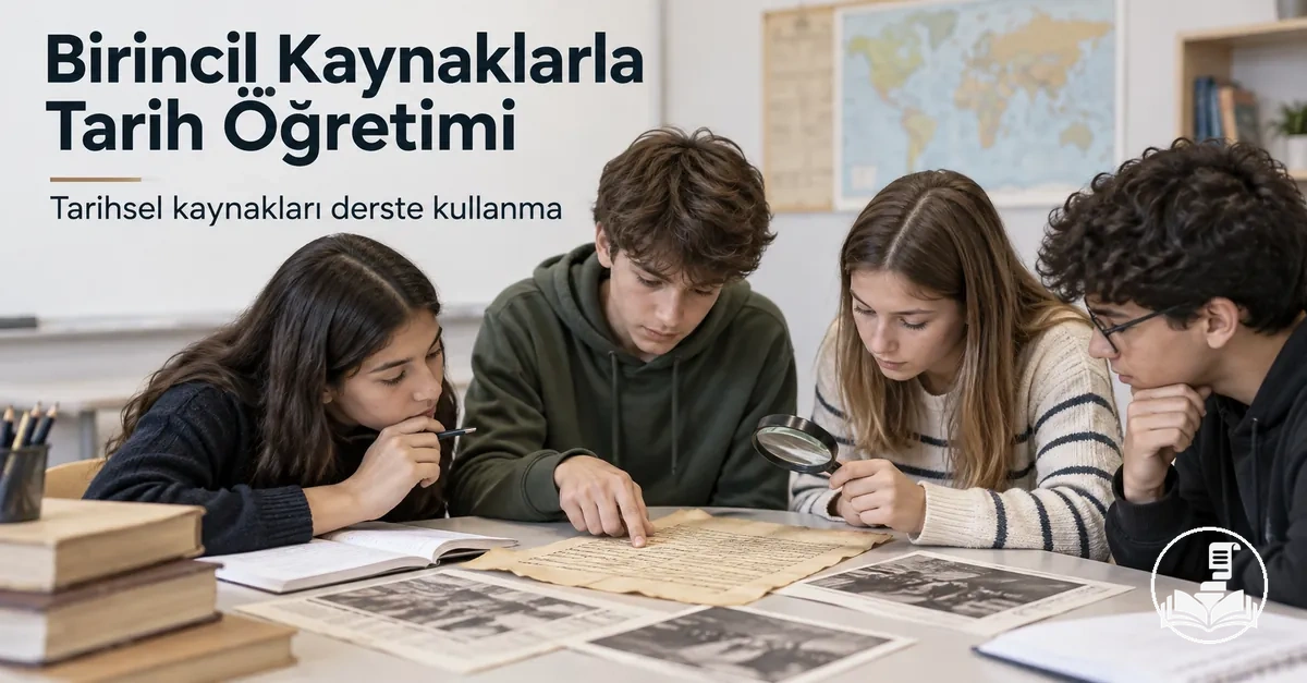 Öğrencilerin bir tarih dersinde tarihsel birincil kaynakları incelemesi